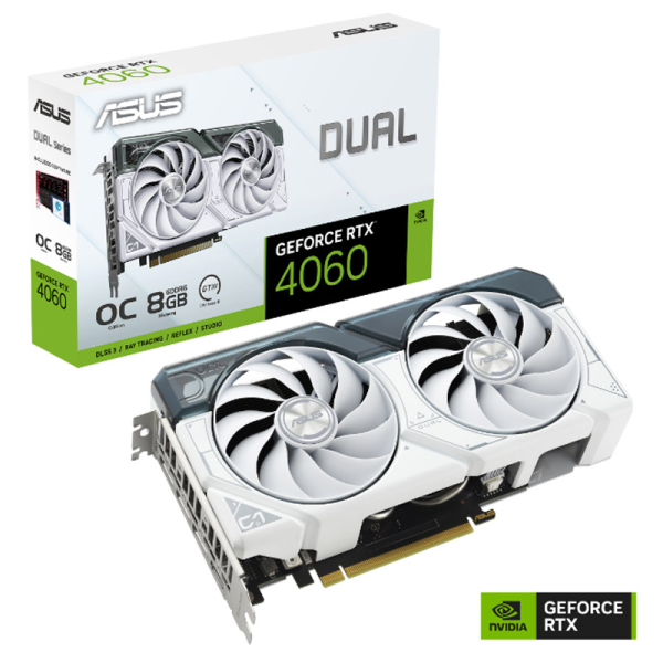 ASUS Dual GeForce RTX 4060 OC 8GB GDDR6 (90YV0JC2-M0NA00) bela gaming grafična kartica