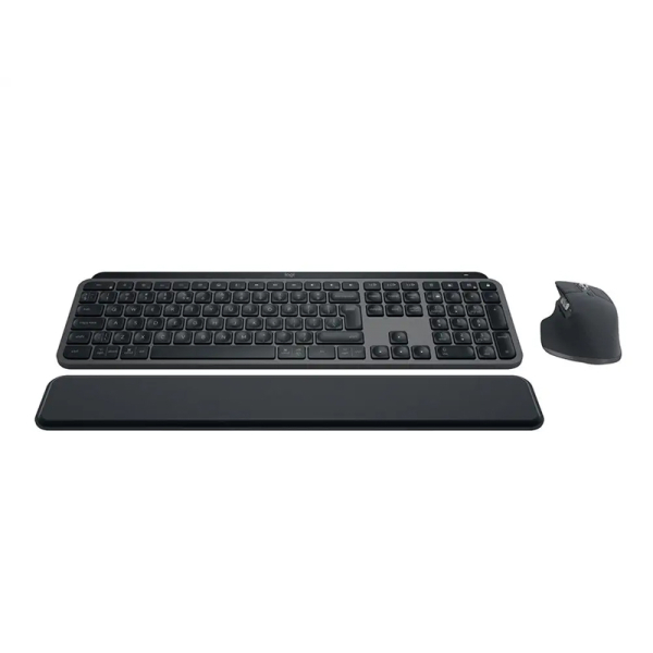 LOGITECH MX Keys S USB-C/BT brezžična osvetljena črna slo tisk naslon za zapestje + miška MX Master 3S + tipkovnica