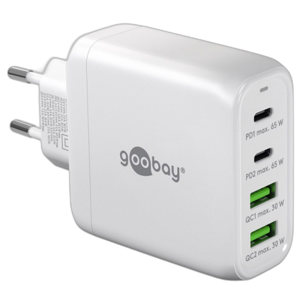 GOOBAY 2x USB-C + 2x USB-A 5V 68W beli hitri polnilec