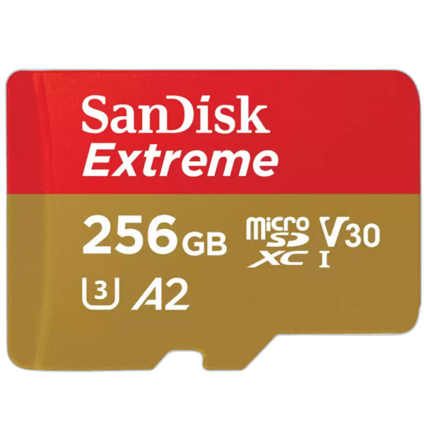 SANDISK Extreme microSDXC 256GB UHS-I 4K UHD SD adapter (SDSQXAV-256G-GN6MA) spominska kartica
