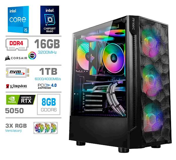 Računalnik PCX Exam i5 14400F/16GB/1TB/RTX 5050