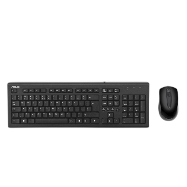 Tipkovnica z miško ASUS U2000 Wired Keyboard and Mouse Set, žični komplet, črn s Copilot tipko