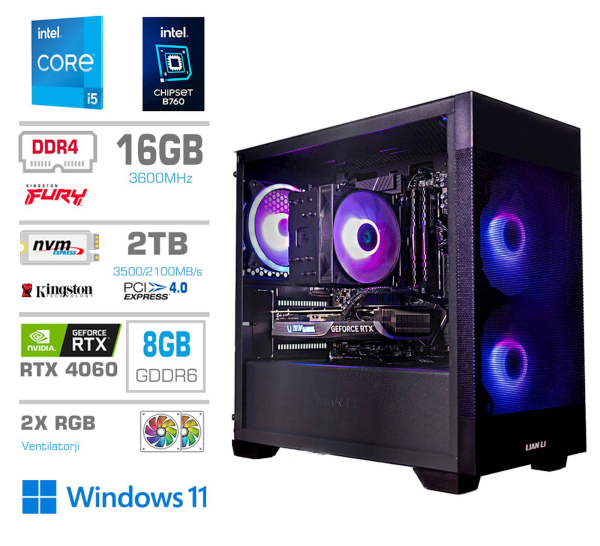 Računalnik PCX Exton i5 14400/16GB/1TB/RTX4060/RGB/W11H