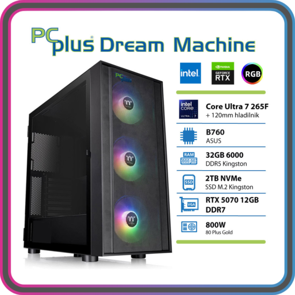 PCPLUS Dream Machine Ultra 7 265F 32GB 2TB SSD RTX 5070 12GB gaming namizni računalnik
