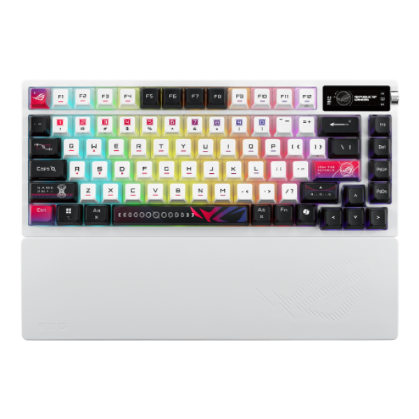 Tipkovnica ASUS ROG Azoth X Wireless, ROG NX Snow V2, OLED, RGB, USB, US