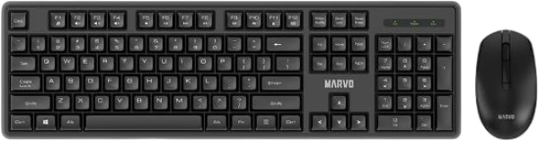 MARVO OFFICE WS005 HR WH brezžični komplet tipkovnice in miške črne barve - SLO/HR LAYOUT