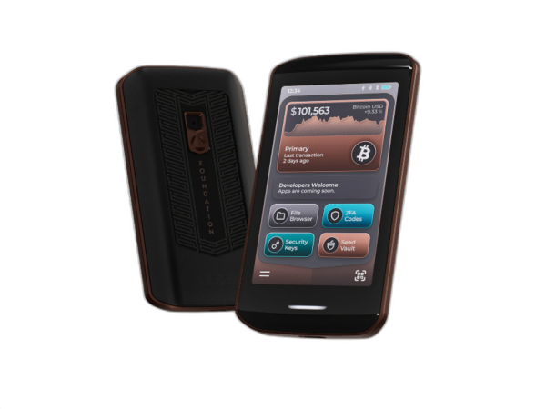 Passport Prime, denarnica za Bitcoin, Foundation Devices, črna