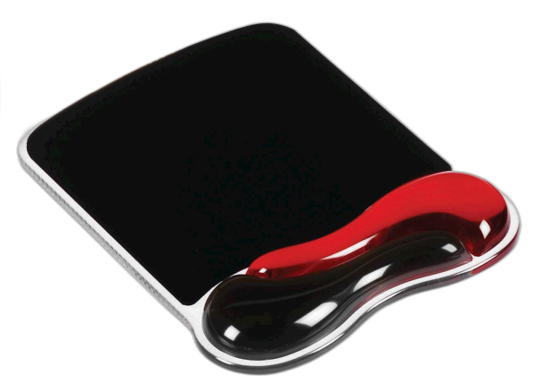 Kensington podloga za miško z naslonom DUO gel, črno rdeča