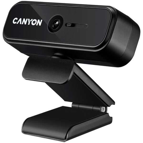 CANYON C2N, spletna kamera s fiksno ostritvijo 1080P polna HD 2,0 Mega s priključkom USB2.0, 360-stopinjski vrtljiv obseg, vgrajen mikrofon, ločljivost 19201080, vidni kot 88°, dolžina kabla 1,5 m, črna, 9060*55 mm, 0,095 kg.