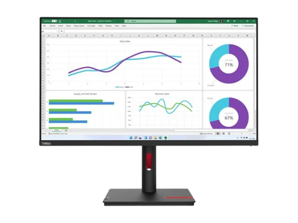 LENOVO ThinkVision T32h-30 31.5inch IPS 16:9 2560x1440 350cd/m2 1000:1 4ms 1x HDMI 2.1 1x DP1.4 1x USB-C USB HUB RJ45 60Hz 99sRGB 3y