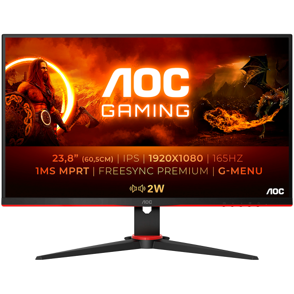 AOC Gaming 24G2SPAE monitor - 60.5cm (23.8''), FHD (1920 x 1080), IPS, 165Hz, 1ms (MPRT), Adaptive Sync, 1x D-SUB (VGA), 2x HDMI 1.4, 1x DP 1.2