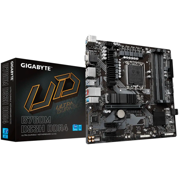 GIGABYTE B760M DS3H DDR4 LGA1700 mATX osnovna plošča - Intel B760, 4xDDR4, 2xM.2, 4xSATA, 2.5Gb LAN, 1xD-SUB(VGA), 2xDP, 1xHDMI