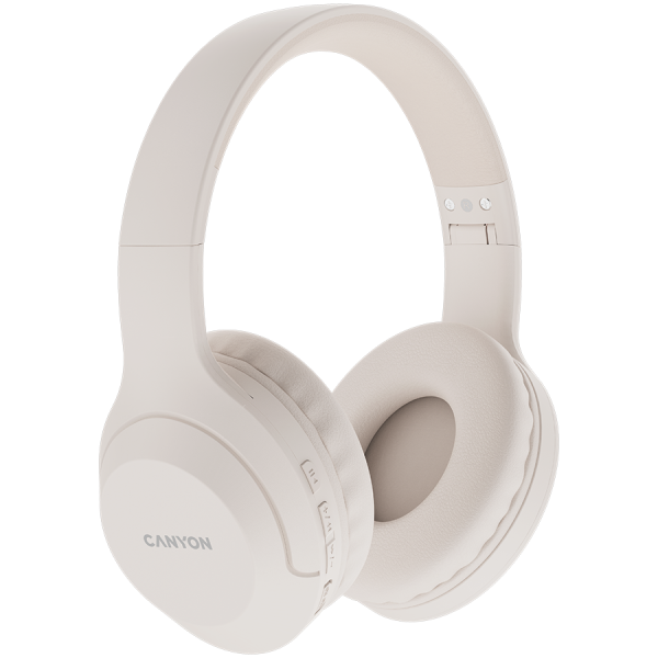 CANYON BTHS-3, Bluetooth slušalke s mikrofonom, BT V5.1 JL6956, baterija 300 mAh, priključek za polnjenje Type-C, bež barva.
