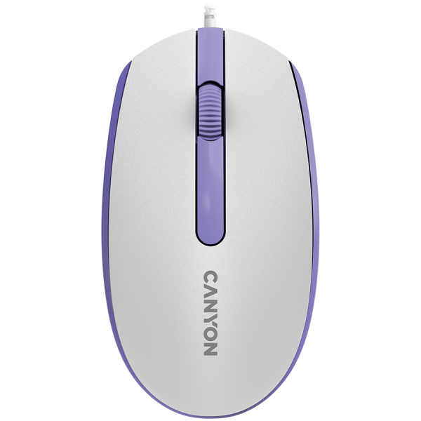 Canyon žična optična miška s 3 gumbi, DPI 1000, s 1,5 m USB kablom, belo-vijolična, 6511540mm, 0,1 kg.