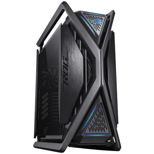 ASUS ROG Hyperion GR701 E-ATX Igralno ohišje - Črno, podpora za dvojni radiator 420 mm, štirje ventilatorji 140 mm, kovinski nosilec GPU, shranjevanje komponent, ARGB krmilnik ventilatorjev, Aura Sync, dva priključka USB Type-C, hitro polnjenje 60W