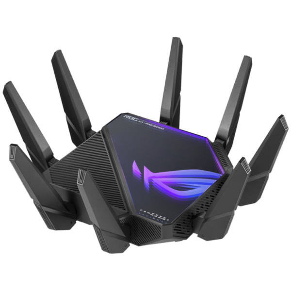 ASUS ROG Rapture GT-AXE16000 Quad-Band WiFi 6E (802.11ax) Igralni usmerjevalnik, nov 6 GHz pas, Dvojna 10G vrata, 2.5G WAN vrata, dvojna WAN, podpora za AiMesh, VPN Fusion, Trostopenjsko pospeševanje iger in brezplačna omrežna varnost