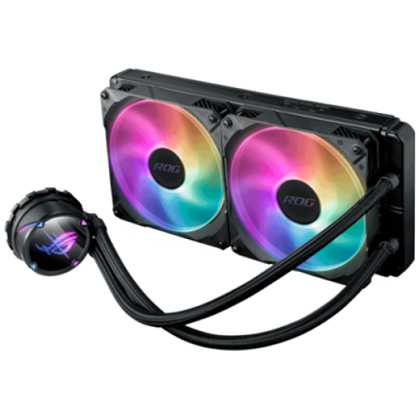 ASUS ROG Strix LC II 240 ARGB vse-v-enem tekoči CPU hladilnik z Aura Sync in dvojnimi ROG 120 mm naslovljivimi RGB ventilatorji za radiator.