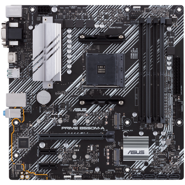 ASUS PRIME B550M-A/CSM AM4 mATX MB - AMD B550 4xDIMM DDR4 2xM.2 4xSATA PCIe 4.0 1Gb Ethernet 1xD-SUB 1xDVI-D 1xHDMI with Aura Sync RGB headers support