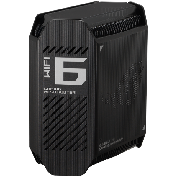 ASUS ROG Rapture GT6 Black (1-pack) AX10000 Tri-Band WiFi 6 (802.11ax) Gaming Mesh Usmerjevalnik, 2.5G WAN port, LAN Aggregation, UNII-4 spectrum, ASUS RangeBoost Plus, Triple-level game acceleration, free network security and AiMesh support