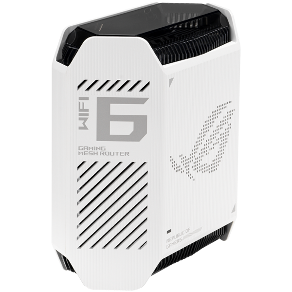 ASUS ROG Rapture GT6 White (1-pack) AX10000 Tri-Band WiFi 6 (802.11ax) Gaming Mesh Usmerjevalnik, 2.5G WAN port, LAN Aggregation, UNII-4 spectrum, ASUS RangeBoost Plus, Triple-level game acceleration, free network security and AiMesh support