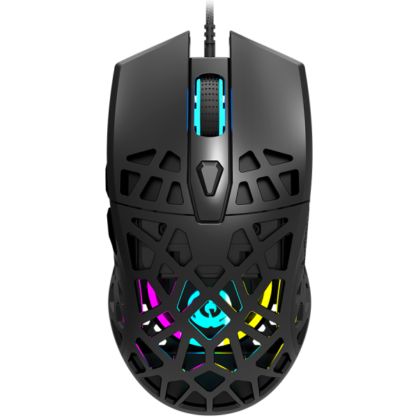 CANYON Puncher GM-20, visokokakovostna igralna miška s 7 programabilnimi gumbi, optičnim senzorjem Pixart 3360, 6 nivoji DPI, do 12000, in barvnimi RGB lučmi, črna