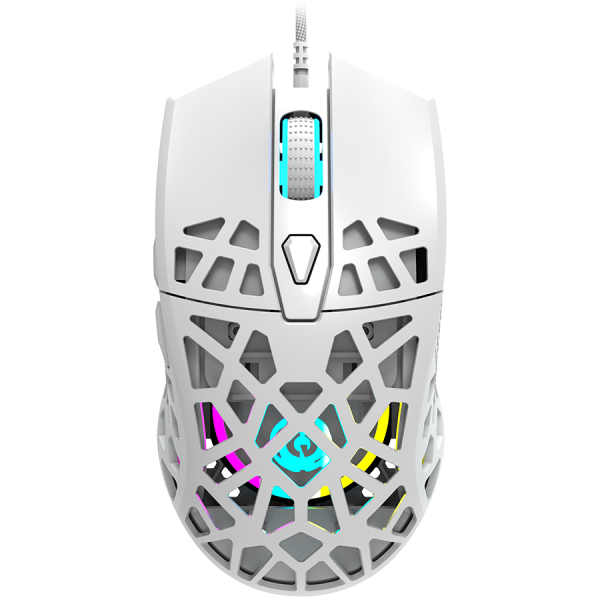 CANYON Puncher GM-20, visokokakovostna igralna miška s 7 programabilnimi gumbi, optičnim senzorjem Pixart 3360, 6 nivoji DPI, do 12000in barvnimi RGB lučmi, bela