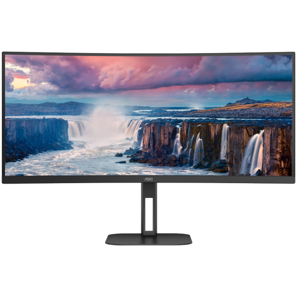 AOC CU34V5C ukrivljen monitor - 86.4cm (34”), UWQHD (3440 x 1440), VA, 1500R, 100Hz, 1ms (MPRT), Freesync, USB-C PD 65W, USB razdelilnik, 1x HDMI 2.0, 1x DP 1.2