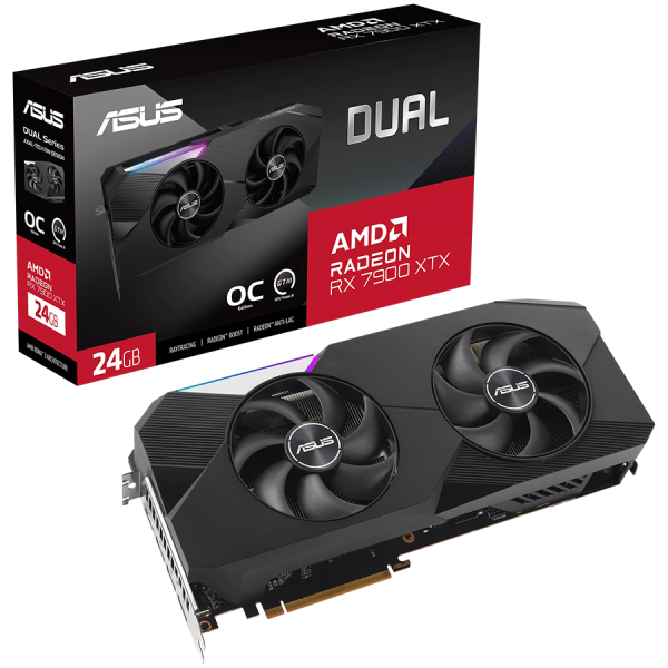 ASUS Dual Radeon RX 7900 XTX OC Edition 24GB GDDR6 (DUAL-RX7900XTX-O24G) grafična kartica, PCIe 4.0, 1xHDMI 2.1, 3xDisplayPort 2.1