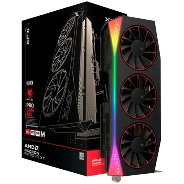 XFX Mercury AMD Radeon RX 9070 XT OC Magnetic Air Edition RGB 16GB GDDR6 grafična kartica, PCIe 5.0, 1xHDMI 2.1, 3xDisplayPort 2.1