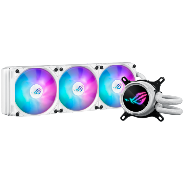 ASUS ROG Strix LC III 360 ARGB White Edition vodno hlajenje za procesor, trije 120mm ROG ARGB ventilatorji, Aura Sync, belo