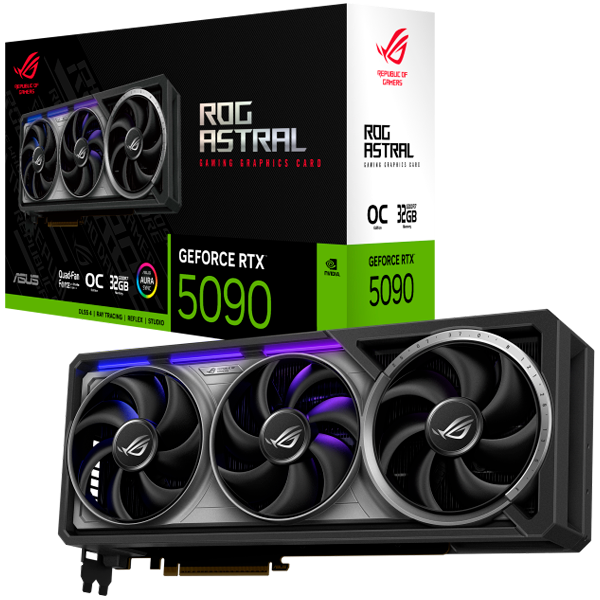 ASUS ROG Astral GeForce RTX 5090 OC Edition 32GB GDDR7 (ROG-ASTRAL-RTX5090-O32G-GAMING) grafična kartica, PCIe 5.0, 2xHDMI 2.1b, 3xDisplayPort 2.1b