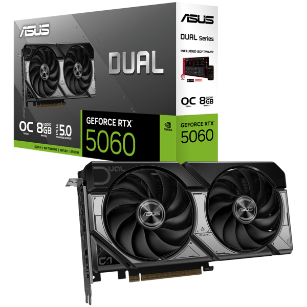 ASUS Dual GeForce RTX 5060 OC Edition 8GB GDDR7 (DUAL-RTX5060-O8G) grafična kartica, PCIe 5.0, 1xHDMI 2.1b, 3xDisplayPort 2.1b