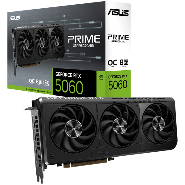 ASUS Prime GeForce RTX 5060 OC Edition 8GB GDDR7 (PRIME-RTX5060-O8G) grafična kartica, PCIe 5.0, 1xHDMI 2.1b, 3xDisplayPort 2.1b