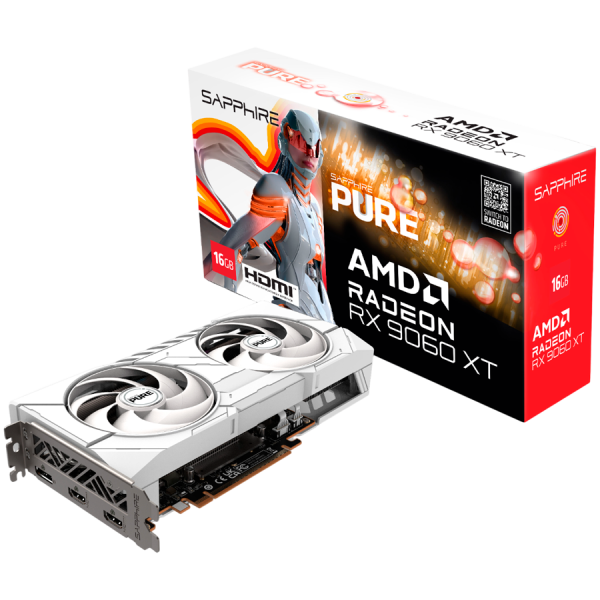 SAPPHIRE PURE AMD Radeon RX 9060 XT GAMING OC 16GB GDDR6 grafična kartica, PCIe 5.0, 2x HDMI, 1xDisplayPort 2.1a