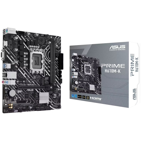 ASUS PRIME H610M-K LGA1700 mATX osnovna plošča - Intel H610, 2xDDR5, 1xM.2, 4xSATA, 1Gb LAN, 1xD-SUB 1xHDMI