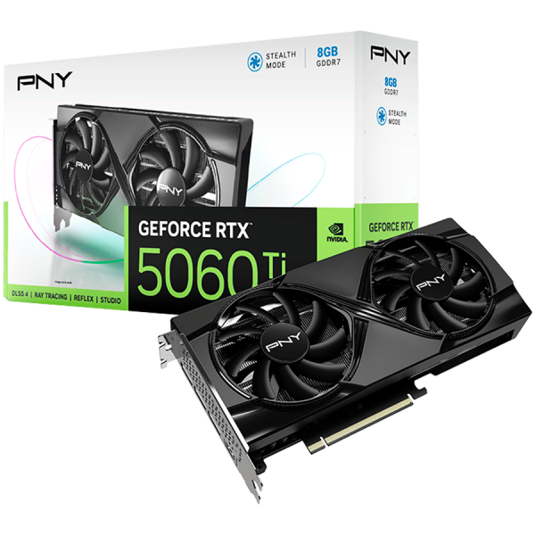 PNY GeForce RTX 5060 Ti 8GB Dual Fan DLSS 4 grafična kartica, PCIe 5.0, 1xHDMI 2.1b, 3xDisplayPort 2.1b