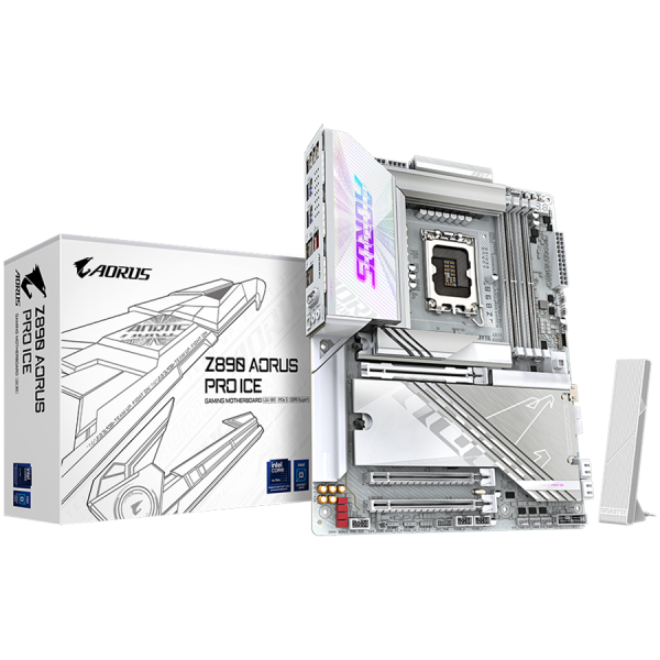 GIGABYTE Z890 AORUS PRO ICE WIFI7 LGA1851 ATX osnovna plošča - Intel Z890, 4xDDR5, 5xM.2, 4xSATA, 5Gb LAN, WiFi 7, BT, 2x Intel TB4 (USB4 Type-C), 1xHDMI