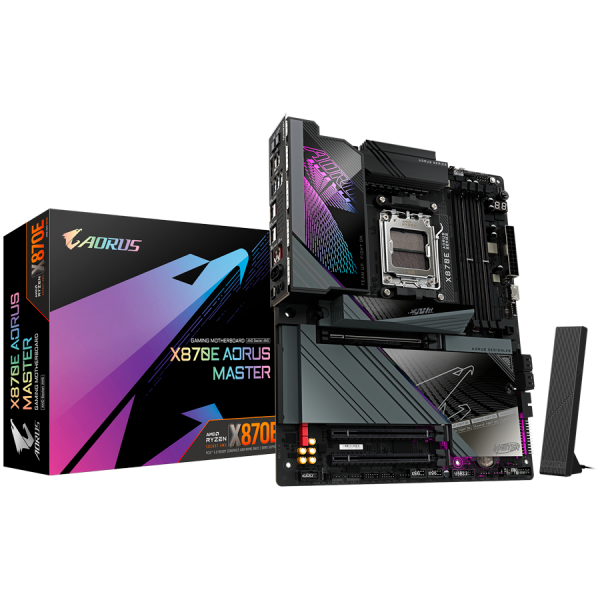 GIGABYTE X870E AORUS MASTER AM5 ATX osnovna plošča - AMD X870E, 4xDDR5, 4xM.2, 4xSATA, 5Gb LAN, WiFi 7, BT, 2xHDMI (1x spredaj), 2xUSB4 Type-C