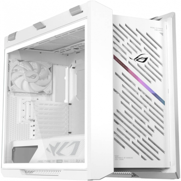 ASUS ROG Strix Helios II GX601S White Edition EATX računalniško ohišje, kaljeno steklo, štirje 140mm ventilatorji, belo