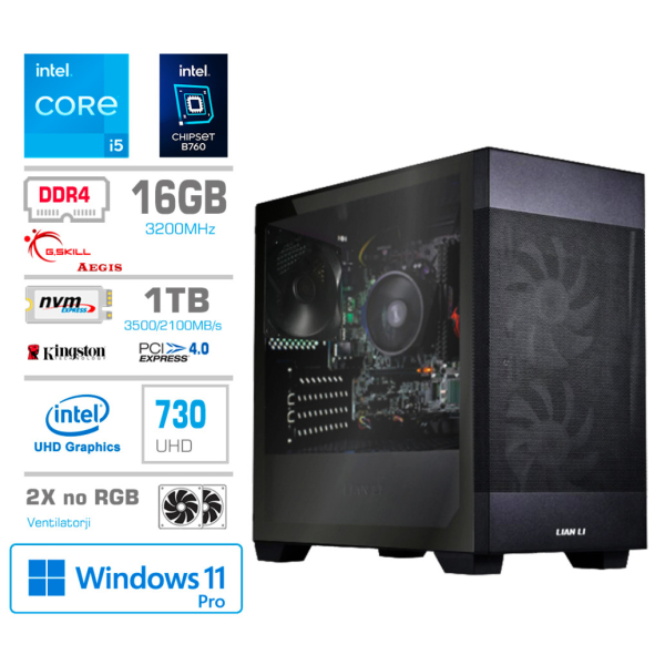 Računalnik MEGA MT S7X BUSINESS i5-13400/Intel 730/16GB/1TB-4.0/750W/Win11Pro/črna
