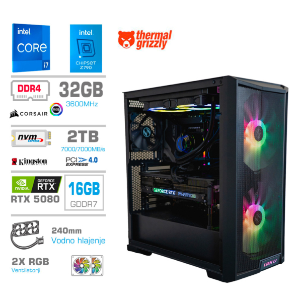 Računalnik MEGA TWR S10 i7-14700K/RTX5080/32GB/2TB-4.0/1000W/Brez OS/črna RGB