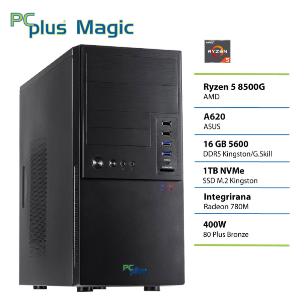 PCPLUS Magic Ryzen 5 8500G 16GB 1TB namizni računalnik