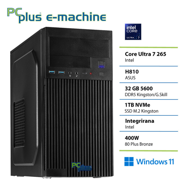 PCPLUS e-machine Core Ultra 7 265 32GB 1TB Windows 11 Pro namizni računalnik