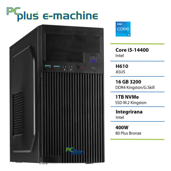 PCPLUS e-machine i5-14400 16GB 1TB namizni računalnik
