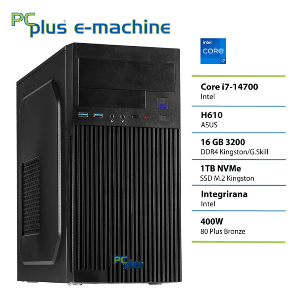 PCPLUS e-machine i7-14700 16GB 1TB namizni računalnik