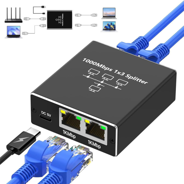 Gigabit Ethernet 1 na 3 RJ45 LAN mrežni razdelilec splitter