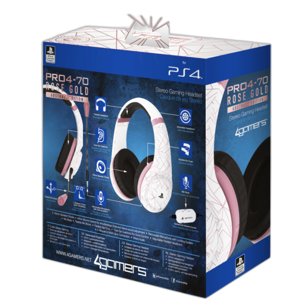 4GAMERS PS4 STEREO GAMING HEADSET ROSE GOLD EDITION - ABSTRACT WHITE