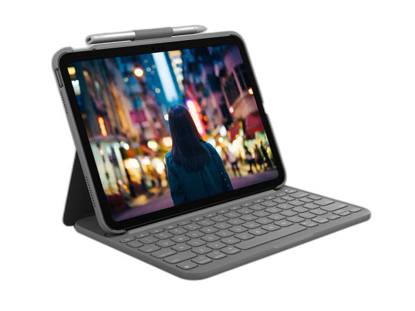 Ovitek s tipkovnico Logitech SLIM FOLIO za iPad (10. gen, A16 Gen), siv, SLO g.