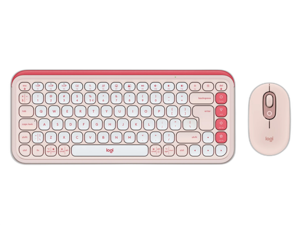 Tipkovnica in miška Logitech POP Icon Combo, Bluetooth, roza, SLO g.