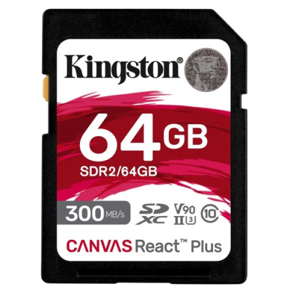 KINGSTON Canvas React Plus SD 64GB Class10 UHS-II (SDR2/64GB) spominska kartica